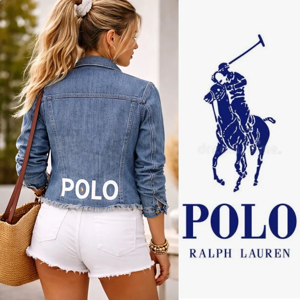 Ralph Lauren POLO Signature Logo Trucker Jean Jacket Size 16 Junior - Picture 16 of 16
